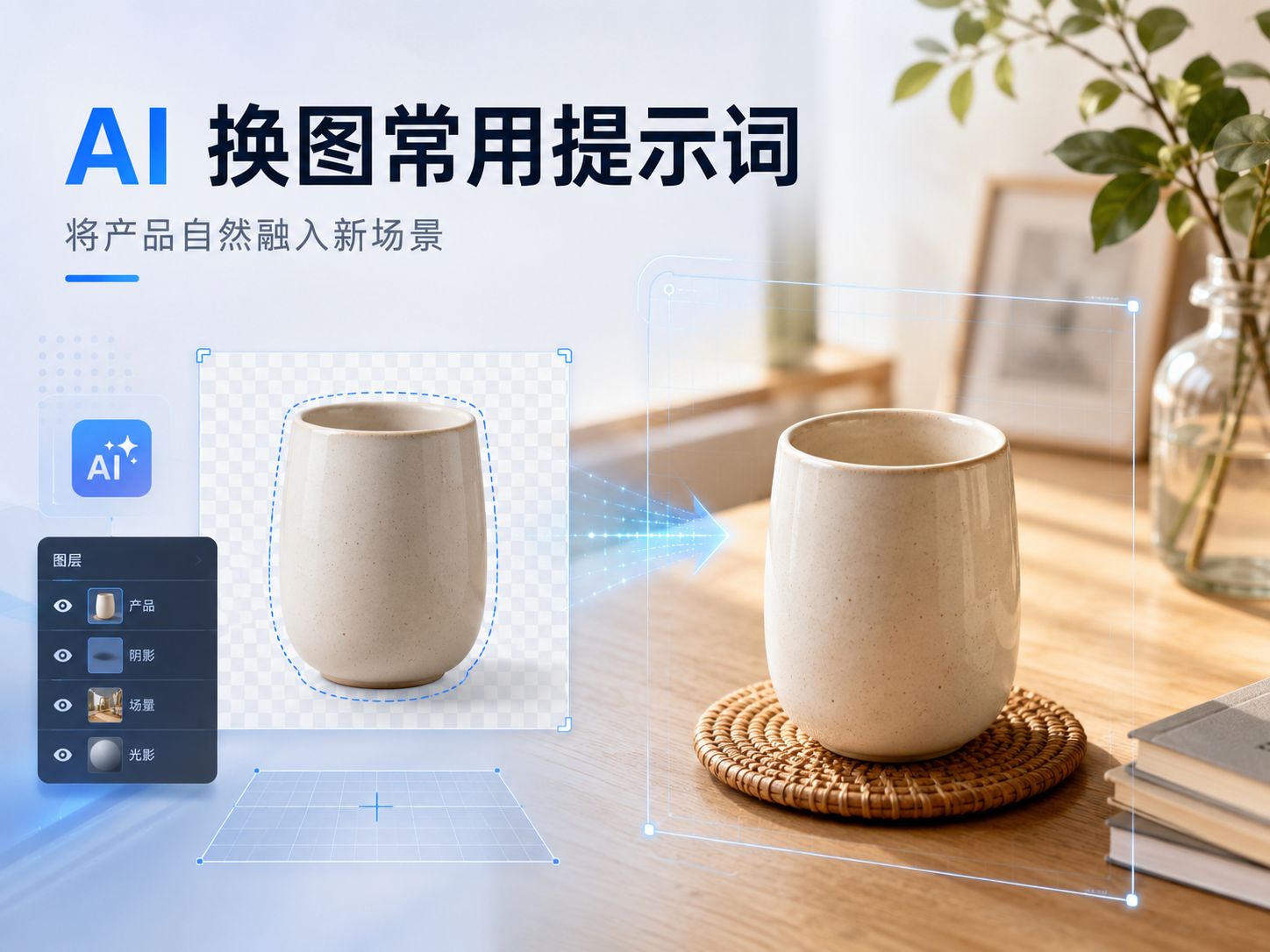 AI 换图常用提示词:将产品自然融入新场景