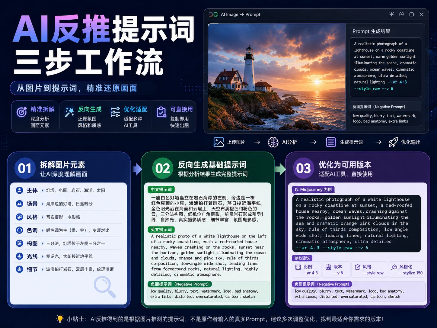 AI 反推提示词教程：3 步从参考图片生成可复用的生图提示词