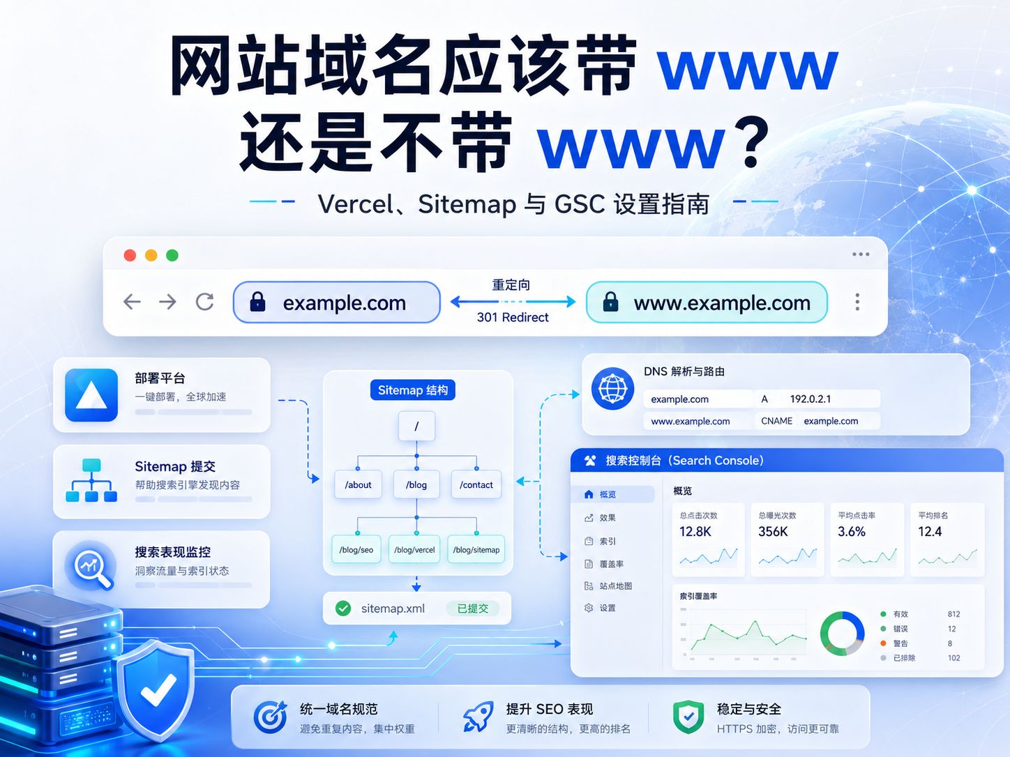 网站域名应该带 www 还是不带 www?Vercel、Sitemap 与 GSC 设置指南