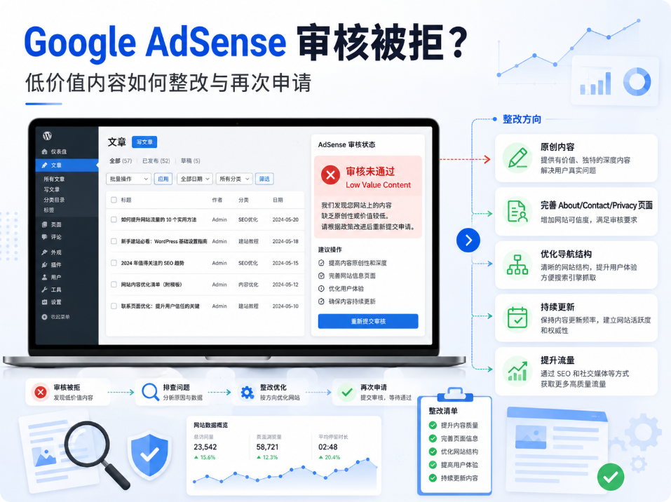 提交 Google AdSense 被拒？“低价值内容”该怎么解决