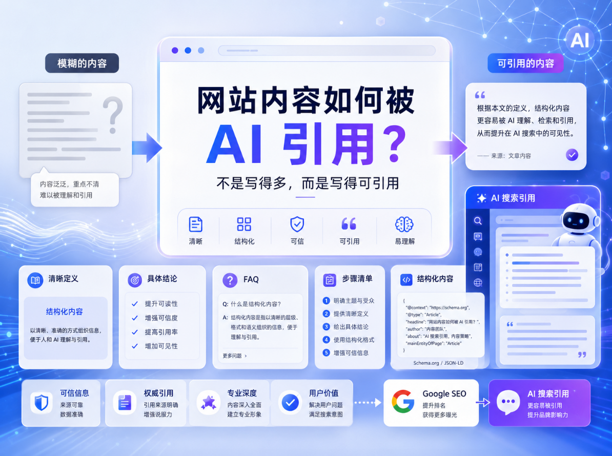 网站内容如何被 AI 引用?关键不是写得多,而是写得清楚、具体、可信