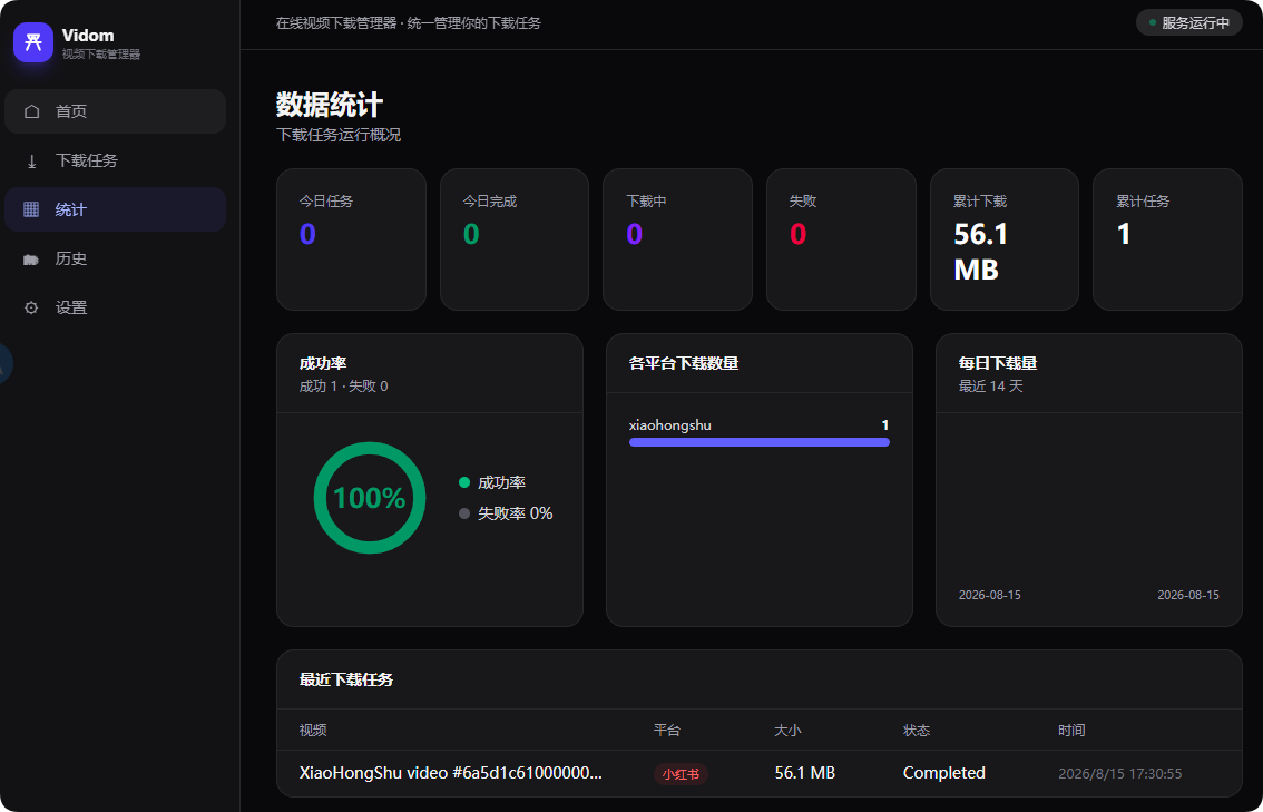 视频下载管理器：支持 B站、YouTube 与 TikTok、小红书等 的自部署工具